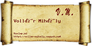Vollár Mihály névjegykártya